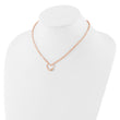 Sterling Silver Rose-tone CZ Heart Paper Clip with 2in ext. Necklace