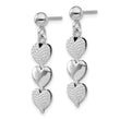 Sterling Silver Rhodium-plated Textured Hearts Post Dangle Earrings