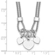 Sterling Silver Rhod-plated Polished Heart Dangle 14in 2in ext Choker