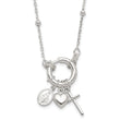Sterling Silver Heart/Miraculous Medal/Cross Charm 18in Necklace