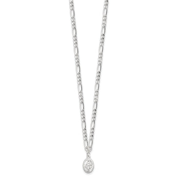 Sterling Silver RH-plated Miraculous Medal Link 16in w/2in ext. Necklace