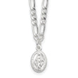 Sterling Silver RH-plated Miraculous Medal Link 16in w/2in ext. Necklace