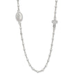 Sterling Silver Polished with CZ Cross and Miraculous Medal 18in Necklace