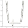 Sterling Silver E-Coated Cross Paperclip Link w/2 in ext Necklace