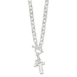 Sterling Silver E-Coated Double Open Cross Toggle 18in Necklace