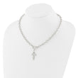 Sterling Silver E-Coated Double Open Cross Toggle 18in Necklace