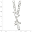 Sterling Silver E-Coated Double Open Cross Toggle 18in Necklace