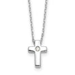 Sterling Silver Rhodium-plated CZ Cross 13in w/2in ext. Necklace