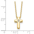 Sterling Silver Gold-tone CZ Cross 13in w/2in ext. Necklace