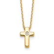 Sterling Silver Gold-tone CZ Cross 13in w/2in ext. Necklace