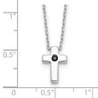 Sterling Silver Rhodium-plated Black Spinel Cross 18in Necklace