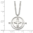 Sterling Silver E-Coating Movable/Spin Cross 16in w/2in ext Necklace