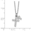 Sterling Silver Rhodium-plated CZ Crosses 16in w/2in ext. Necklace