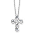 Sterling Silver Rhodium-plated CZ Cross 16in w/2in ext Necklace