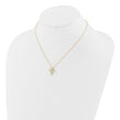 Sterling Silver Gold-tone CZ Cross 16in w/2in ext Necklace