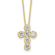 Sterling Silver Gold-tone CZ Cross 16in w/2in ext Necklace