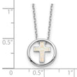 Sterling Silver RH-plated Created Opal Inlay Cross 16in w/2in ext Necklace