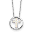 Sterling Silver RH-plated Created Opal Inlay Cross 16in w/2in ext Necklace
