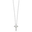 Sterling Silver RH-plated Created Opal and CZ Cross w/Heart 18in Necklace