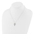 Sterling Silver Rhodium-plated Baguette CZ Cross 18in Necklace