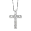 Sterling Silver Rhodium-plated CZ Cross 18in w/2in ext. Necklace
