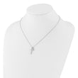 Sterling Silver Rhodium-plated with CZ Double Cross 18in Necklace
