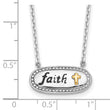 Sterling Silver w/14k accent Rh-plated Enamel FAITH w/2in. ext Necklace