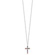 SS Multi Color E-Coating CZ Cross 16in w/2in ext Necklace