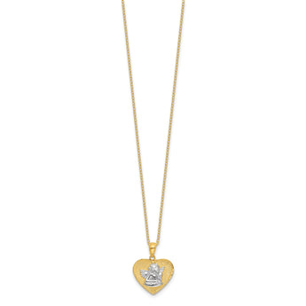 Sterling Silver Gold-tone Angel in Heart 18in Necklace