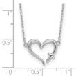 Sterling Silver Rhodium-plated Heart w/Cross 13in w/2in ext. Necklace