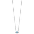 Sterling Silver Rhodium-plated CZ Blue Cr. Opal Evil Eye w/2in ext Necklace