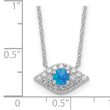 Sterling Silver Rhodium-plated CZ Blue Cr. Opal Evil Eye w/2in ext Necklace