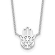 Sterling Silver Rhodium-plated Hamsa 16in w/2in ext. Necklace