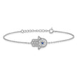 Sterling Silver RH-plate Cr.Blue Spinel and CZ Hamsa Bracelet/Necklace Set - Birthstone Company