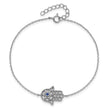 Sterling Silver RH-plate Cr.Blue Spinel and CZ Hamsa Bracelet/Necklace Set - Birthstone Company