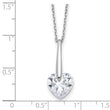 Sterling Silver Rhodium-plated CZ Heart 16in w/2in ext Necklace - Birthstone Company