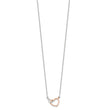 Sterling Silver and Rose-tone Polished Double Heart 18in Necklace