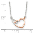 Sterling Silver and Rose-tone Polished Double Heart 18in Necklace - Birthstone Company