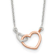 Sterling Silver and Rose-tone Polished Double Heart 18in Necklace - Birthstone Company