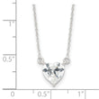 Sterling Silver Polished Heart CZ Necklace