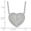Sterling Silver Rhodium-plated Pave CZ Heart Necklace 18 in - Birthstone Company
