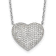 Sterling Silver Rhodium-plated Pave CZ Heart Necklace