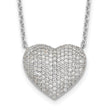 Sterling Silver Rhodium-plated Pave CZ Heart Necklace 18 in - Birthstone Company