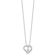 Sterling Silver Rhod-plated Polished CZ Open Heart w/1.25in Ext Necklace