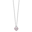 Sterling Silver Rhod-pltd CZ/Crystal Heart Lock 16in w/2 in ext Necklace