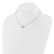 Sterling Silver Rh-plated Crystal and Enamel LOVE w/1in ext Child Necklace