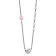 Sterling Silver Rh-plated Crystal and Enamel LOVE w/1in ext Child Necklace