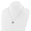 Sterling Silver Rh-plated CZ and Red Enamel Heart w 1/in. ext Necklace