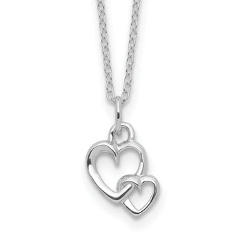 Sterling Silver RH-plated  Intertwined Heart 16in w/2in ext Necklace