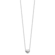 Sterling Silver Rho-plated  Brushed Heart 16.5in w/1in ext Necklace